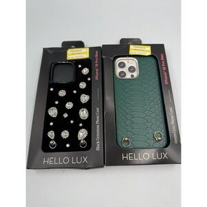 Lot Of 2 iPhone 16 Pro Max Case Hello Lux Green Croc & Bedazzled Bow NEW  (#13)